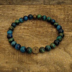 Natural Multi-Colored Blue Tiger Eye Stone Stretch Unisex Bracelet
